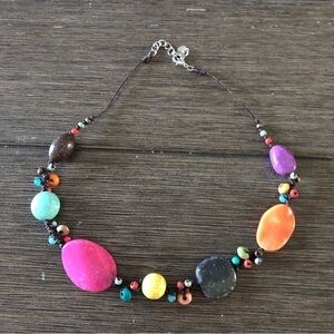 Art to wear large stone colorful necklace